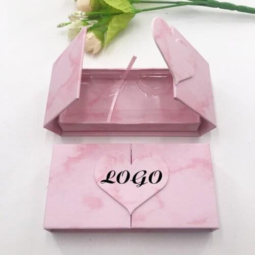 Custom Private LOGO Eyelashes Packaging Pink Heart Lash Box Print Logo for 27mm 25mm Mink Lashes