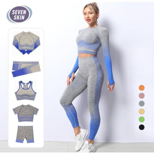 SEVEN SKIN 2/3/5PCS Women Yoga Set Seamless Sportswear Gym Fitness Clothing Suits Workout Crop Top High Waist Leggings Sport Bra