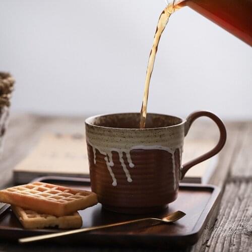 Retro Milk Mug Chinese Classical Simple Coffee Cup Ceramic Household Large-capacity Handmade Tea Cup Tea Set Flowing Glaze