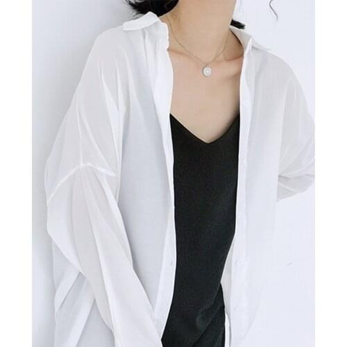 Summer Womens Sun Protection Shirt Chiffon Long Sleeve Top Loose Sun Protection Blouses