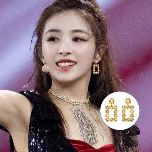 Copper petals and florets exaggerated square box temperament retro Earrings Camellia