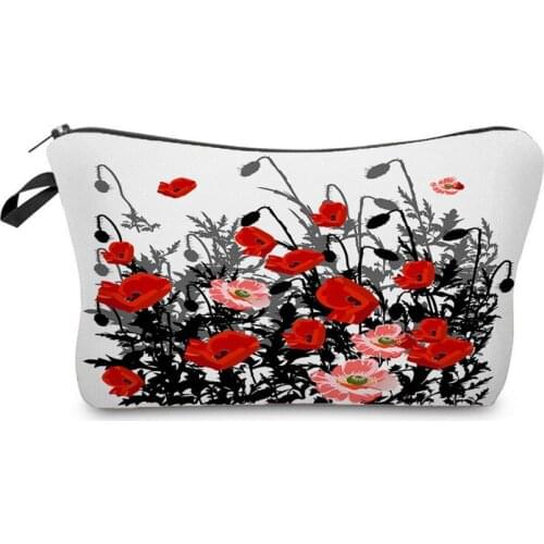 Fashion Floral Simple Printed Cosmetic Bag Chinese Style Floral Print Cosmetic Organizer Ladies Travel Portable Makeup Bag