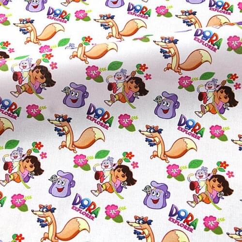 Cartoon Dora Girl Printed Fabric for Kids Clothes Bedding Set Hometextile Curtain Cushion Cover DIY Needlework Material