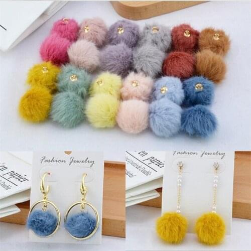 20pcs/lot New Creative Round Ball Charms Hair Ball Beads Connectors For DIY Fashion Earrings Necklace Jewelry Making Accessories