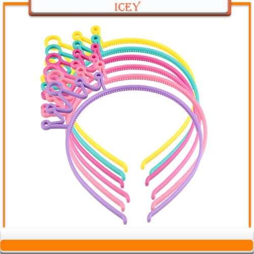 6pcs Crown Headbands Plastic ABS Hairbands Girl Hair Hoop Headwear Teeth Hoop Hoop Elastic Hair Accessories for Birthday Party