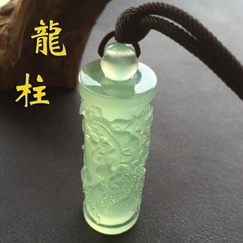 Natural green jade pendant necklace jade Hand-Carved women men dragon necklaces pendants jadeite jade jewelry