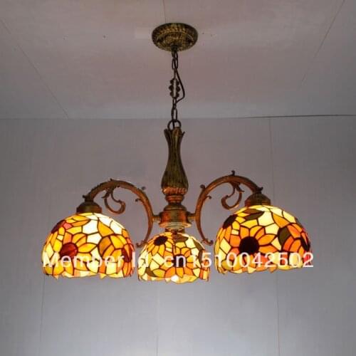 Tiffany Pendant Lamps Creative Art Sunflower Stained Glass Living room lamps Corridor Light Bedroom Lamp DIA 56 CM H 65 CM