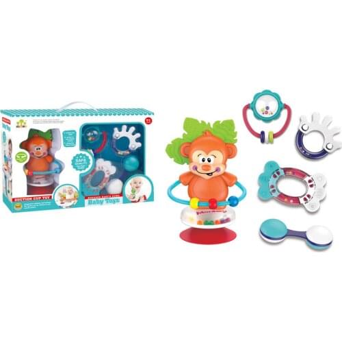 New Baby Handheld Rattle Teether Set Cute Rattles Soothing Toddler Toys With Suction Cup For Newborn Baby