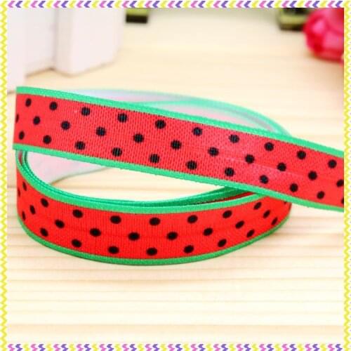 5/8'' Free shipping Fold Elastic FOE watermelon printed headband headwear hair band diy decoration wholesale OEM B1050