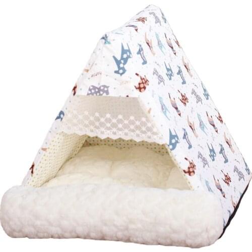 Luxury tent pet kennel four seasons removable washable folding dog cat bed, breathable yurt, small and medium-sized kennel villa