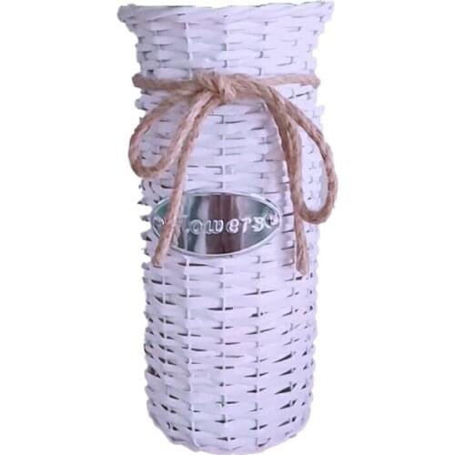 Handmade Wicker Vase Straw Flower Pot Hand-Woven Rattan Basket Hemp Rope Decoration Garden Plant Basket Home Decor Flower Vase