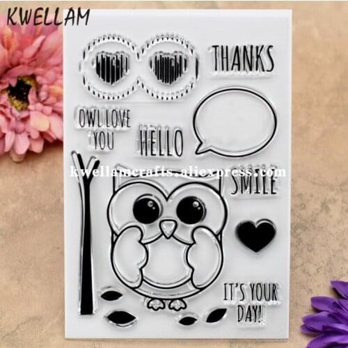 OWL LOVE YOU HELLO THANKS SMILE YOUR DAY Scrapbook DIY photo cards rubber stamp clear stamp transparent stamp 11x16cm KW8010210