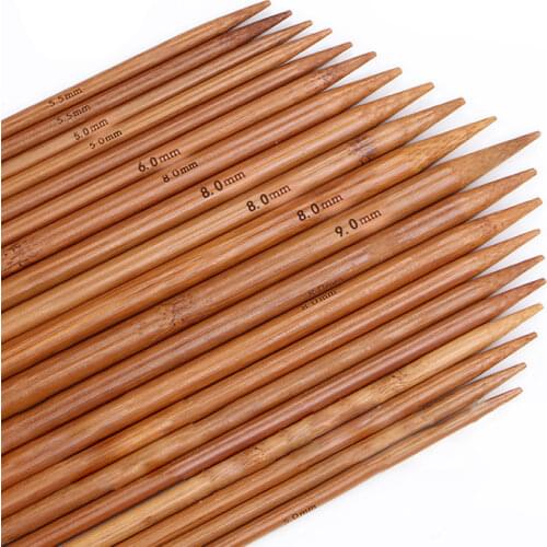 16PCs 2mm - 6.5mm Natural Bamboo Knitting Needles Double Pointed Sweater Sewing Needle Weave Scarf Hat Crochet Hooks 36cm/25cm