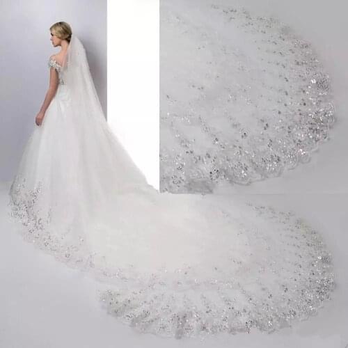 Bridal Veil Real Picture Sequin Lace Tulle Wedding Veil Wedding Hair Accessories