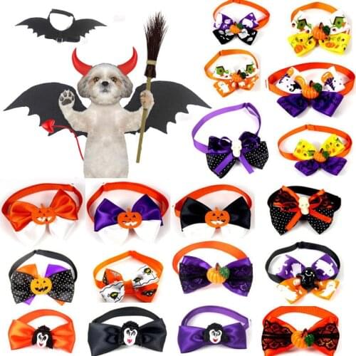 Halloween Party Pet Supplies Puppy Collar Super Funny Small Dog Bow Tie Halloween Pumpkin Sphinx Cat Collar Cute Dog Accessories