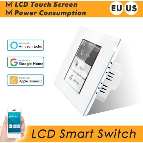 4 In 1 Home Smart Switch Smart Home Wifi LCD Smart Wall Light Switch Light/Curtain Switch Work With Alexa, Google Home