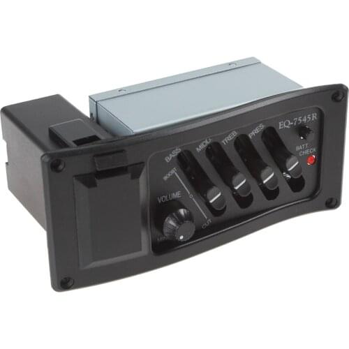 Guitar Pickups Black Plastics 4 Band EQ 7545 Piezo Preamp Amplifier Equalizer Tuner for Acoustic Guitar Comp Accessories