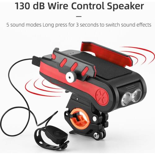 Bicycle light cycling headlight phone holder with horn USB charging treasure waterproof mtb bike font lamp 2400mAh 4000mAh