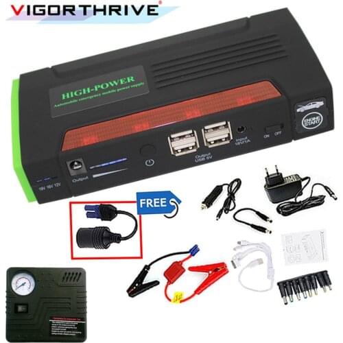 With pump External Rechargeable Mini Emergency 12VCar power bank Muti-function Portable battery charger jump starter Booster