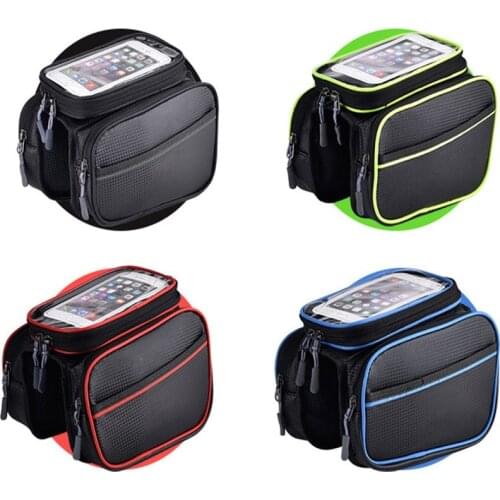 Waterproof Mountain Bike Bag Bicycle Front Frame Handlebar Bag With Touch Screen Cell Phone Pouch Cycling Pack Riding Equipment