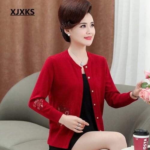 XJXKS 2020 autumn winter new high-quality cashmere knitted cardigan women sweater casual women single-breasted coat
