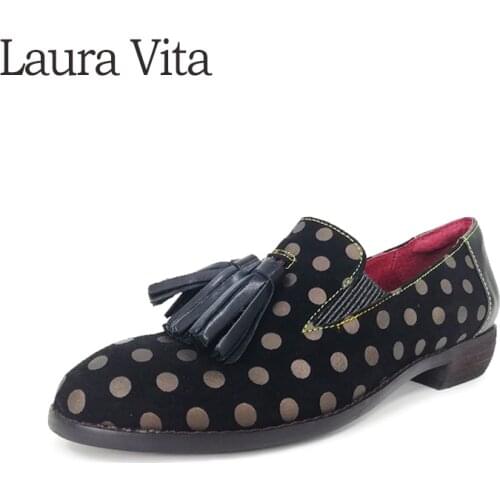 LAURA VITA Flat Shoes Woman Summer Flats Soft Wave Point Genuine Leather Shoes CLAUDIE 05