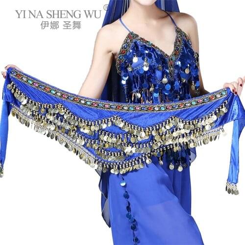 Women Belly Dance Hip Scarf Accessories Latin Belt Skirt With Color Bellydance Tone Coins Waist Chain Wrap Adult Dance Wear New