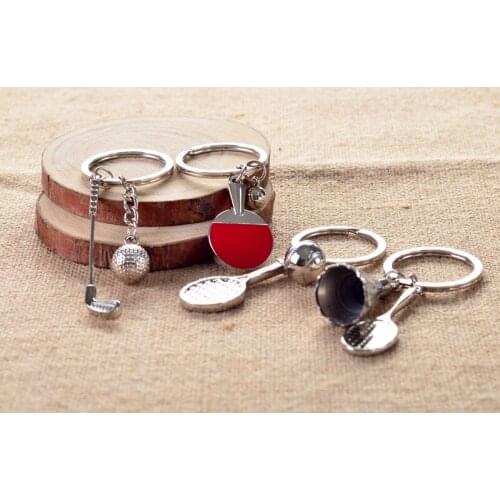 1PC Sport Ping Pong Table Tennis Ball Badminton Bowling Ball Keychain Souvenir Gift Metal Craft MY 008