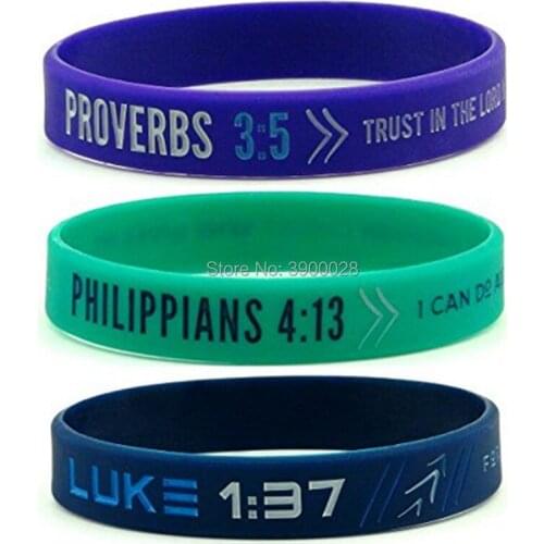 100pc Bible Verse Philippians luke Proverbs silicone wristband bracelet for Men Women Christian Religious Jewelry Gifts
