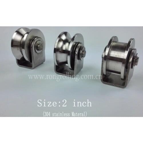 2 inch sliding gate 304 stainless steel wheel groove V/U/ H with outer support,two pcs 6000RS bearing bore 10mm. 2pcs/lot
