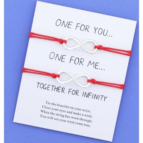 2pcs Infinity Wish Bracelet Infinity String Bracelet Infinity Charm Adjustable Couple Bracelets for Women Men Wish Jewelry Gift