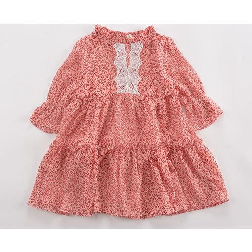 2021 Summer Kids Dresses for Girls Three Quarter Dot Chiffon Lace Princess Holiday Layered Dress Fashion Children Clothes 6-14Y
