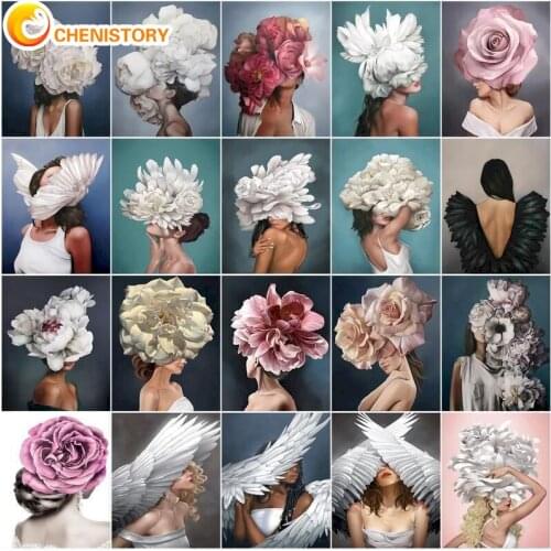 CHENISTORY 5D DIY Diamond Painting Girl Rhinestone Diamond Embroidery Flower Landscape Mosaic Cross Stitch Handmade Home Decor