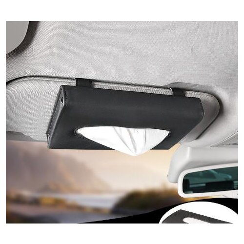 Car Tissue Box PU Leather Sun Visor Type Tissue Boxes Napkin Holder Auto Interior Accessories