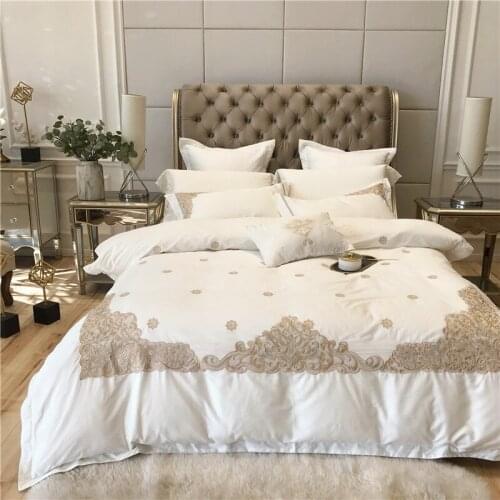 White Luxury Bedding Set King Queen Size 4/6pcs egyptian cotton Bed Linen Duvet Cover Bed Sheet Set Pillowcases