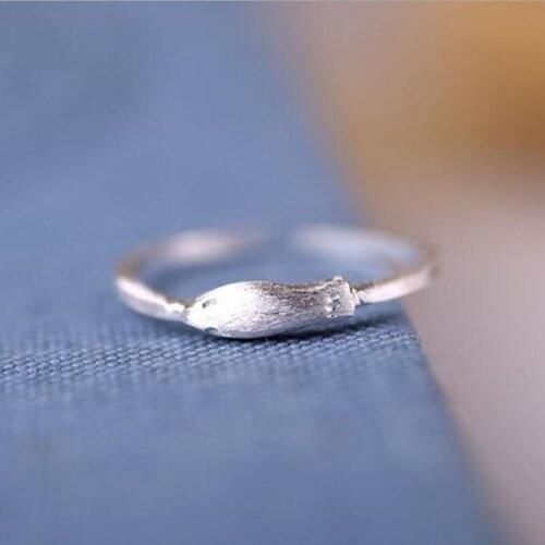 Small Fresh Drawing Wire 925 Sterling Silver Jewelry Popular Simple Beautiful Fish Anti-allergic Opening Ring SR151