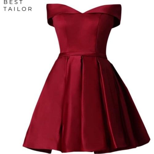 Short Homecoming Dresses 2021 Wine Red A-Line Off the Shoulder Simple Lace Up Graduation Party vestidos de graduacion formatura