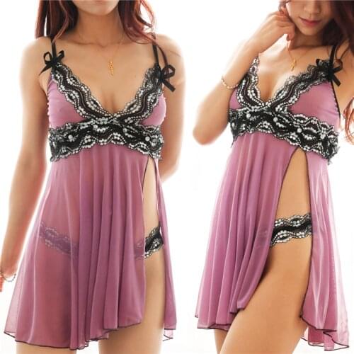 Lace Nightgown Women Sleepwear Pyjamas Negligee Babydoll Nightwear Sexy Lingerie See-through Bathrobe Nightdress Home Clothes