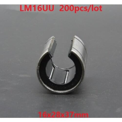 200pcs/lot LM16UUOP Open Type linear ball bearings linear motion bushing bearings CNC parts Linear Guide 16x28x37mm