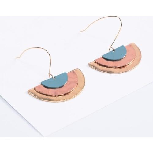 Fashion Half Round Fan Shape Drop Earrings Womens ZA Earrings Alloy Jewelry Femme Boho Vintage Ethnic Big Long Dangle Earrings