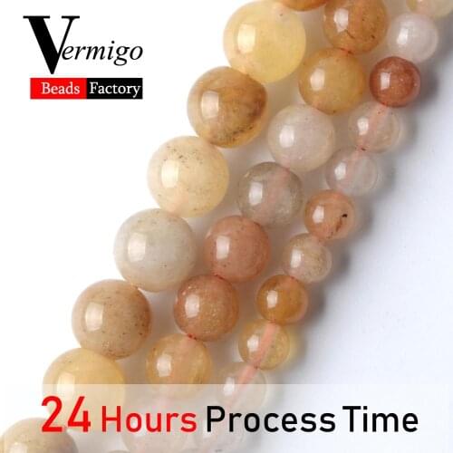 Natural Stone Yellow White Quartz Mineral Beads For Jewelry Making 6 8 10mm Round Spacer Loose Beads Diy Bracelets Jewellery15