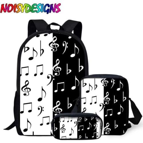 NOISYDESIGNS 2020 New School Bags Music Notes Black White Pattern Backpack for School Teenagers Girls Kids Bookbag School Womens