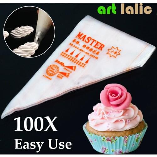 Small Size 100 Pcs Small Size Disposable Piping Bag Icing Fondant Cake Cream Decorating Tip Tool Kitchen 17 X 26 cm