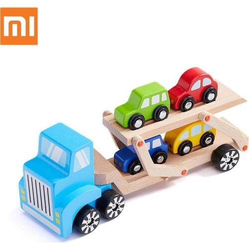 Original Xiaomi Beva Car Model Toys Assemble Trailer Truck Toys 4+1 Double-Deck Car Transporter Vehicle Toy for Kids Child Gift