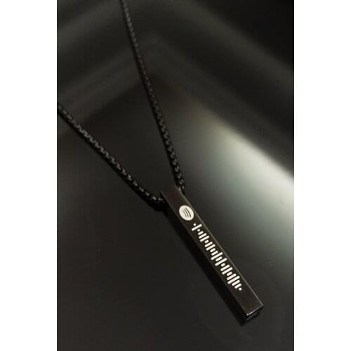 Unisex Spotify Steel Rod Bar Black Color Necklace Women Men Simple Long Chain Rectangular pendant