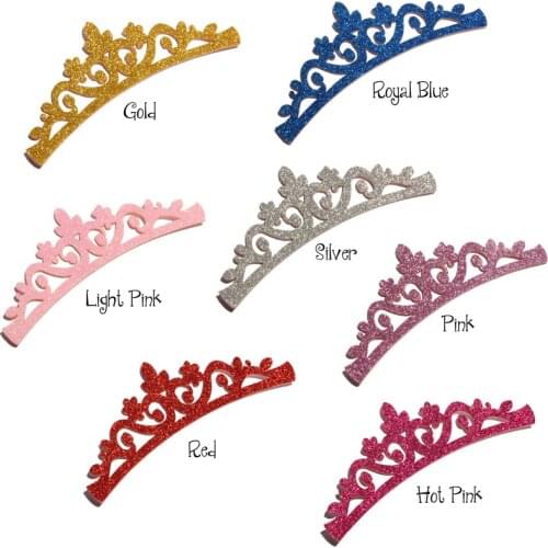 120PCS 18cm Fashion Glitter Nonwovens Felt Crown Patches for Hair Accessories Newborn Vintage Crown Appliques for Kids Headwear