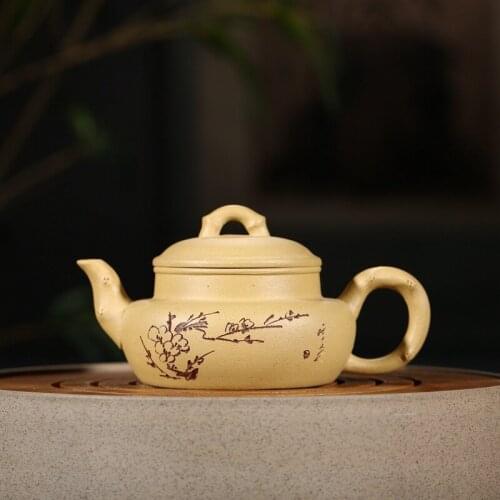 Sand Pot Rhyme Sea Purple Sand 160ml Purple Sand Pot Carved Plum Blossom Cold Incense Pot Tea Set