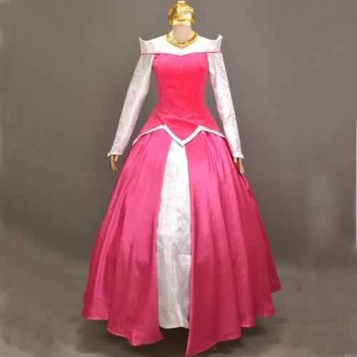 Movie Sleeping Girl Aurora Dress Princess Cosplay Costume Halloween Party Ball Gown Dresses For Adult Women