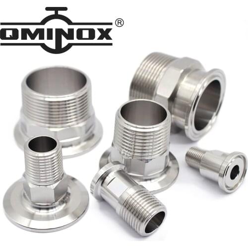 Economy Stainless Steel SS304 BSPT Hexagonal DN15-DN40 Male Threaded Pipe Fitting With 50.5mm-77.5mm Tri Clamp Hose Barb Adaptor