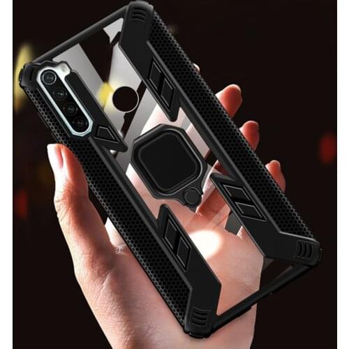 Shockproof Armor Cases For Xiaomi Mi Redmi Note 8T 7 8 9 Pro Max Lite 9T 9 S Note 10 Pro 9S Transparent Ring Holder Phone Cover